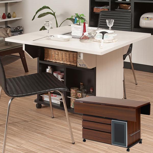 キッチンワゴン バタフライ カウンターテーブル 移動式 幅119.5cm