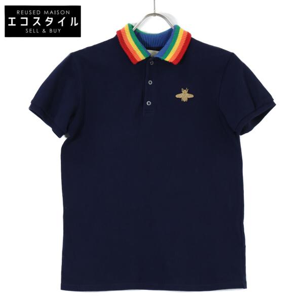 GUCCI（グッチ） 497999 X9L72 ネイビー マルチカラー襟 ポロシャツ