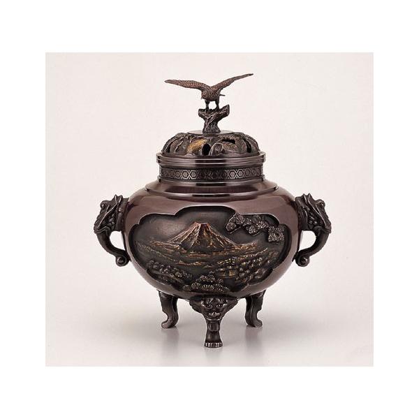 高岡銅器 香炉 壱不二弐鷹参茄子香炉 銅製 美術工芸品 記念品 置物