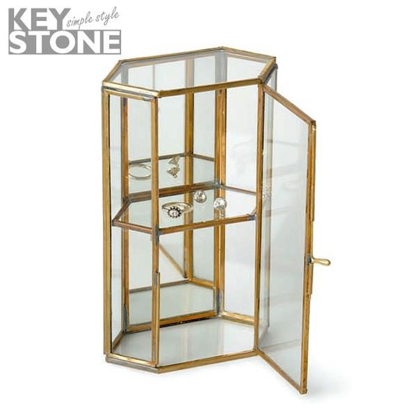 キーストーン ガラスコレクションケース ヘキサゴン ブラス GLCOHEBR