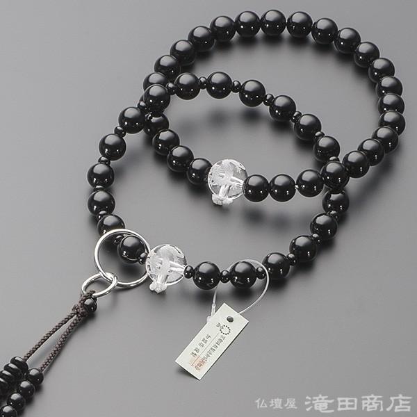 仏壇屋 滝田商店 数珠 浄土宗 男性用 黒オニキス 龍彫り本水晶 三万