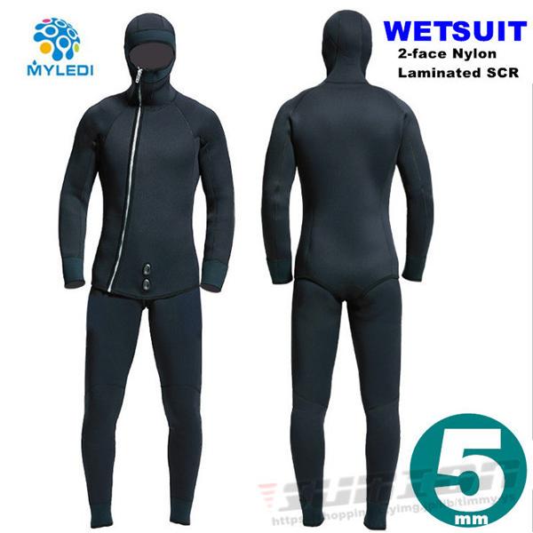 ウェットスーツ 5mm フード付き 2ピース ダイビング スピア