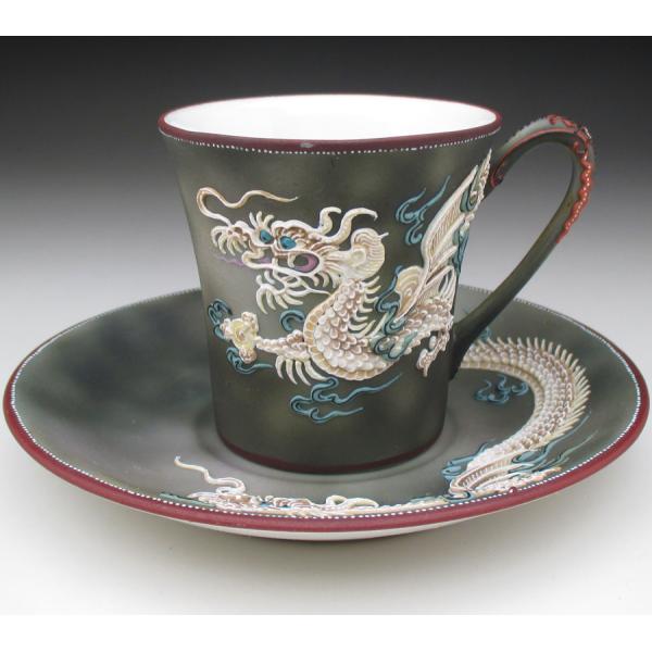 ノリタケ オールドノリタケ ドラゴン盛り上げ カップ＆ソーサー (b