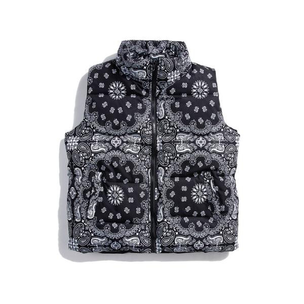 バンダナ柄 ダウンベスト ペイズリー柄 Paisley bandana pattern Down