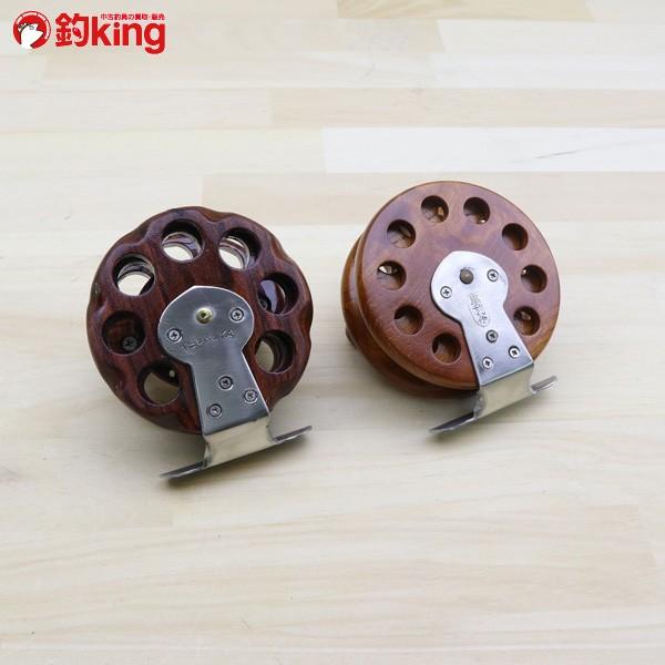 重利作 木製リール 85mm ツルヤ 2台セット /A013M 美品 釣り ベイト