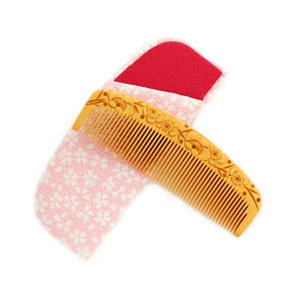 優美】上品な梅（うめ）4寸 彫解櫛 つげ櫛 高級国産 さつまつげ使用