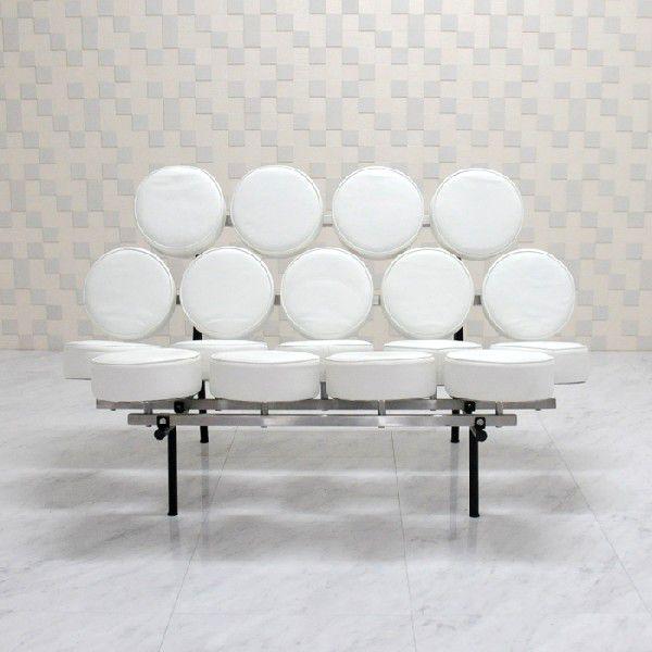 George Nelson（ジョージ・ネルソン） マシュマロチェア ホワイト 本皮