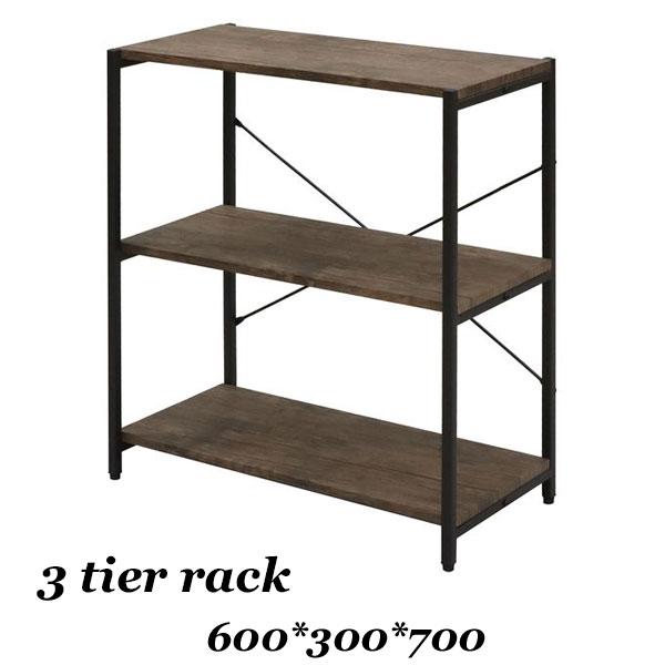 オープンラック 3段 木製 アイアン 幅60 奥行30 高さ70 ヴィンテージ風