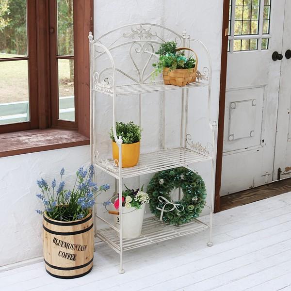 3段ラック ホワイト 白 棚 ラック アンティーク スチール ミッド