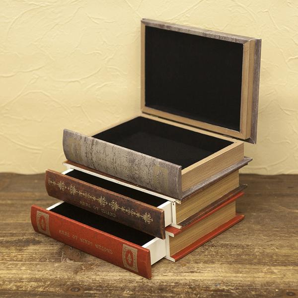 小物収納 収納ボックス 収納箱 本型 おしゃれ デザイン モチーフ 3段