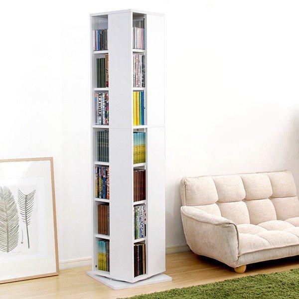 回転本棚 回転式本棚 7段 回転ブックラック 回転式ブックラック 大容量