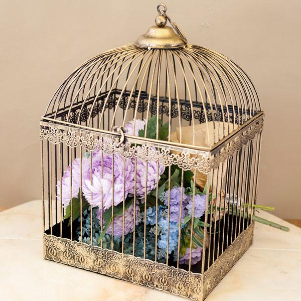 鳥かご バードケージ アンティーク調 金属 おしゃれ フラワー