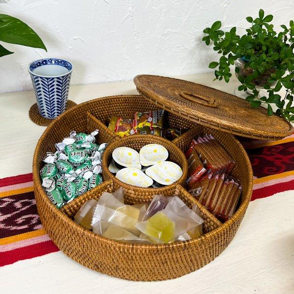 アジアン バリ 雑貨 ♪ラタン仕切りバスケット（オーバル