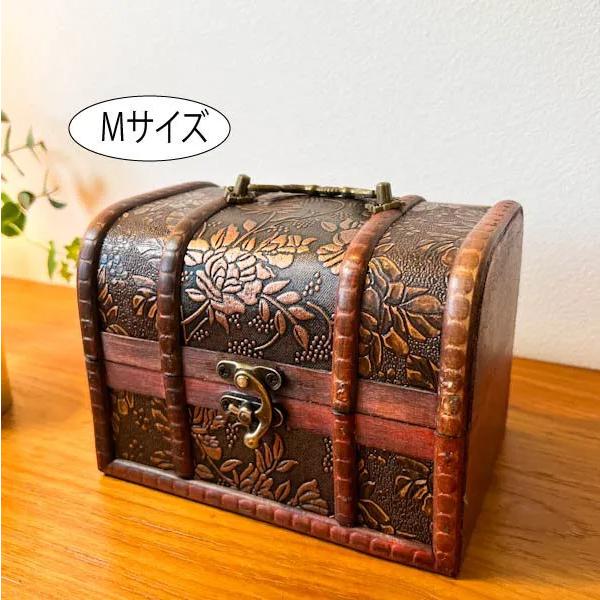 アンティーク調ウッドBOX（アラベスク柄M）♪ 宝箱 収納雑貨 小物入れ