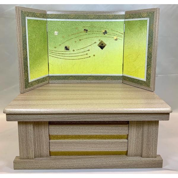 白木収納セット 三曲屏風(緑) F830 飾り台＆屏風のみ 五月人形 兜飾り