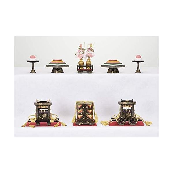 部品 雛人形 道具 3段用 木製 六品揃道具 唐草桜文様 鉾型 雛道具