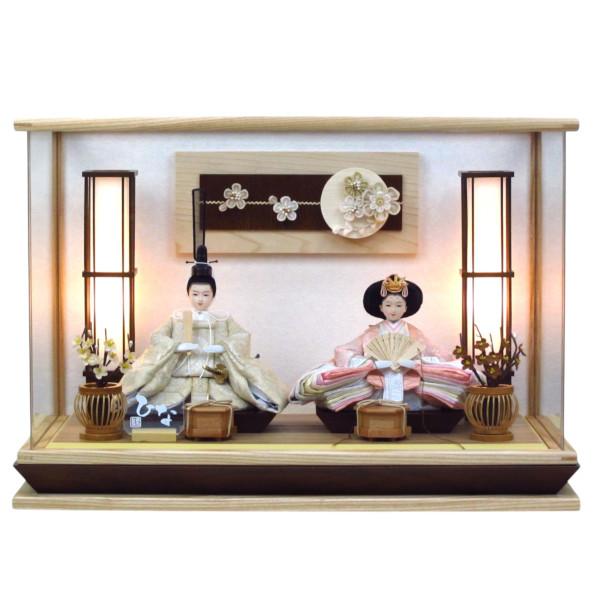 下敷き毛氈付き 雛人形アクリルケース飾り 間口51cm奥行29cm高さ35cm