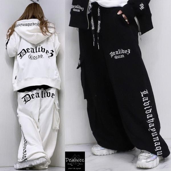 Dealivez Black Letter ALL刺繍 HIPロゴ 立体カーゴポケット付 Wide