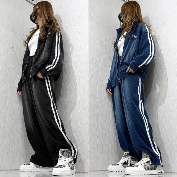 SET UP 上下セット ロゴ刺繍 デニムジャケット＆デニムパンツ Side