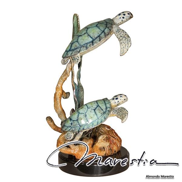ブラス Marestia マレスティア 2匹の水亀 (カメ/タートル) 海亀