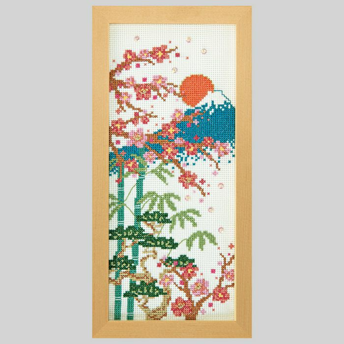 クロスステッチフレーム＜桜と富士山＞ | リバティ 生地、編み物、刺繍