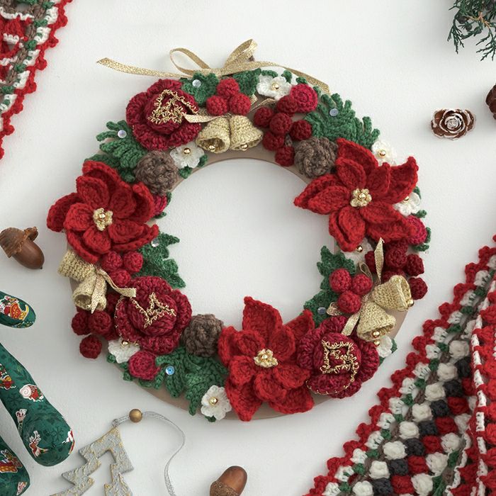 クリスマスリース＜ブルーノエル＞（編み物 材料セット） | リバティ