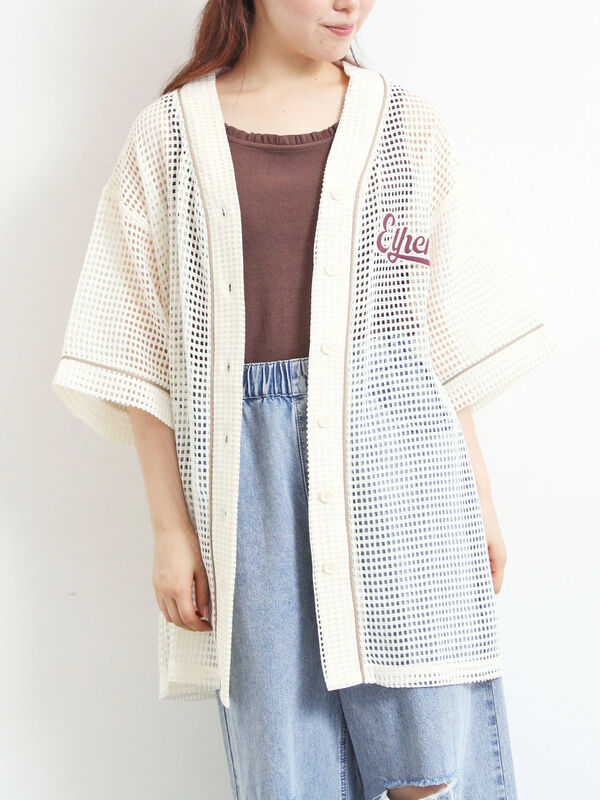 セール】 メッシュベースボールシャツ（ベージュ/ネイビー/クリーム