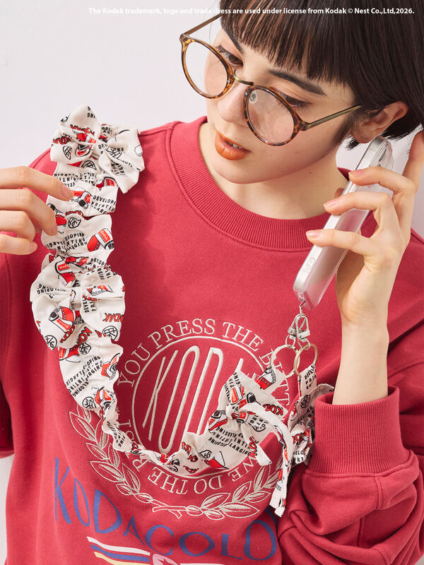 セール】 【KODAK】総柄スマホストラップ付ポーチ（オフホワイト