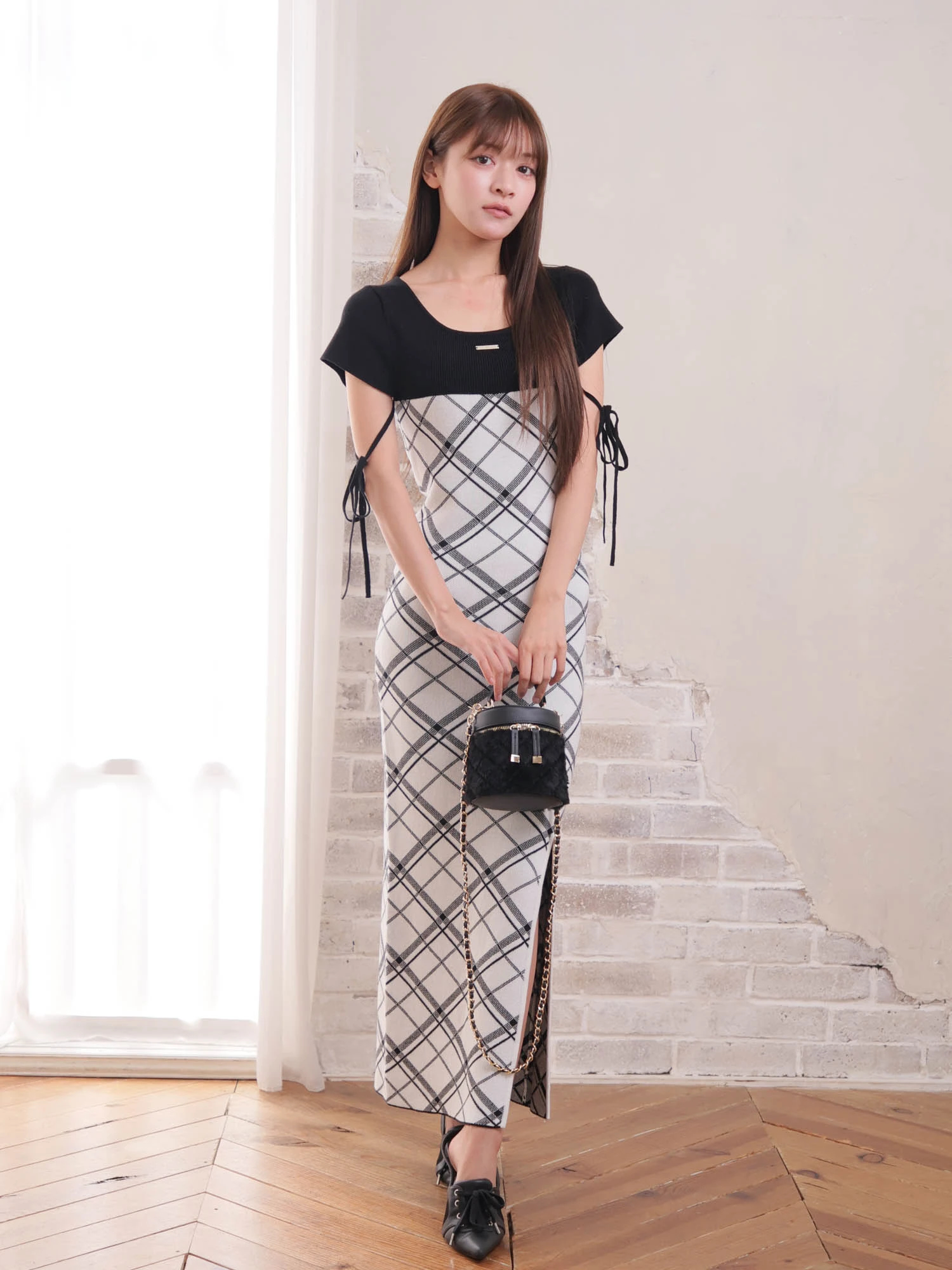 LIP SERVICE（リップサービス）｜ チェックジャガードリボンニット