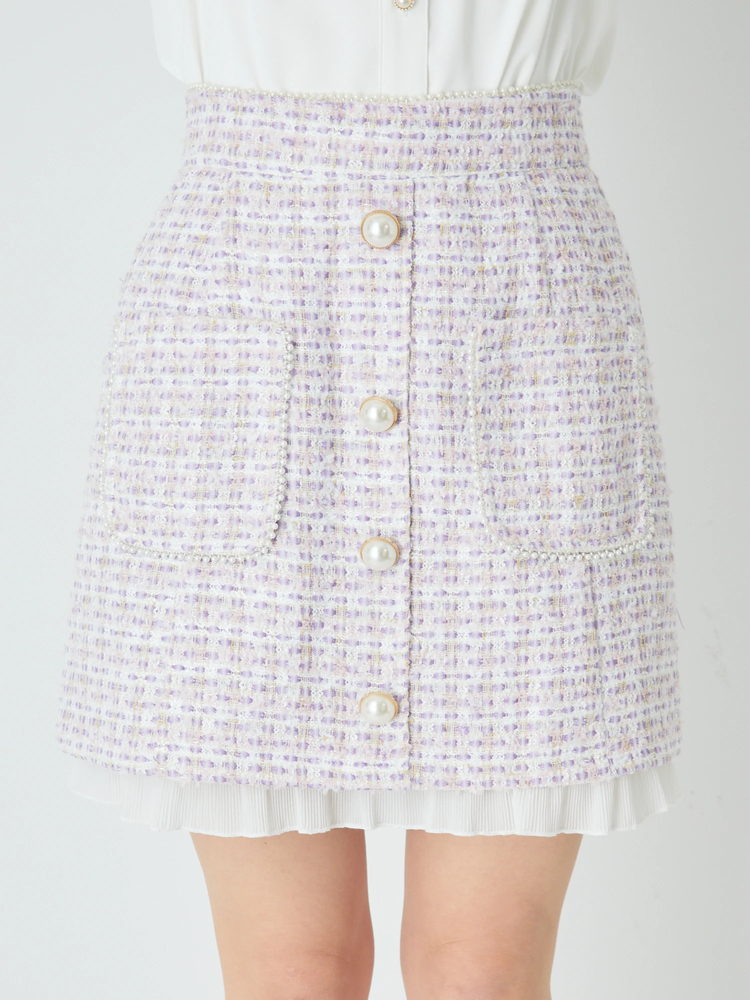 フロントパールファンシーツイードミニSK - Ank Rouge(アンクルージュ