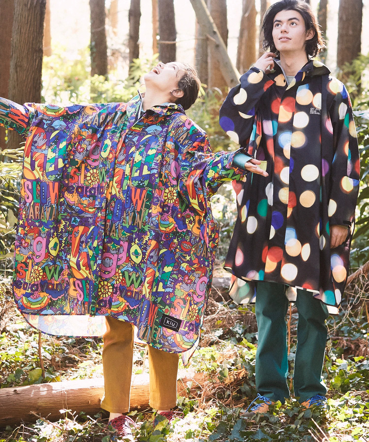 KiU×go slow caravan 】 総柄 NEW STANDARD RAIN PONCHO (MENS/WOMENS