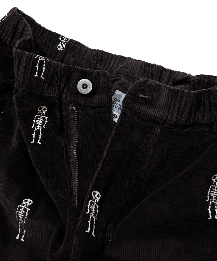 Y8 シナコバ SINA COVA コーデュロイパンツ 88 黒 刺繍ロゴ ストレッチ