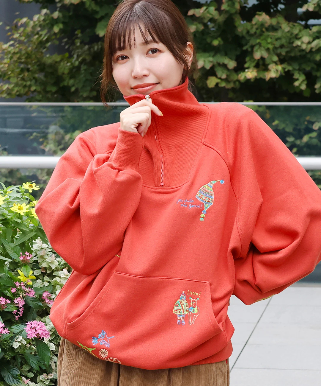 スケッチ刺繍ハーフジッププルオーバー / スウェット・パーカー