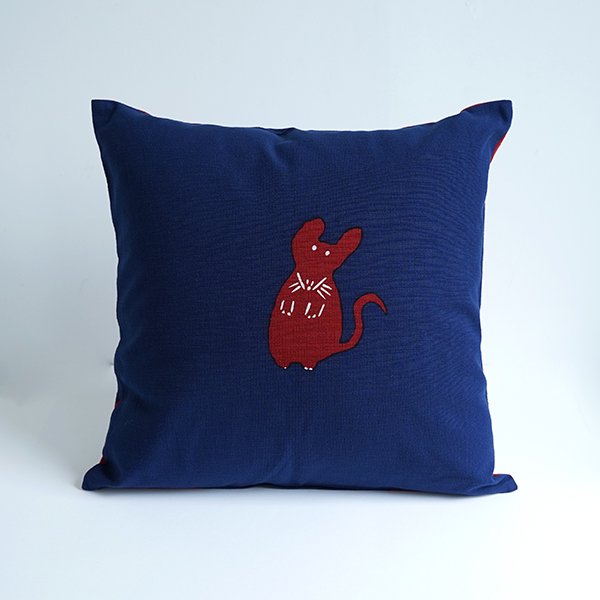 柚木沙弥郎、猫とネズミのクッションカバー - itemmms (アイテムス)