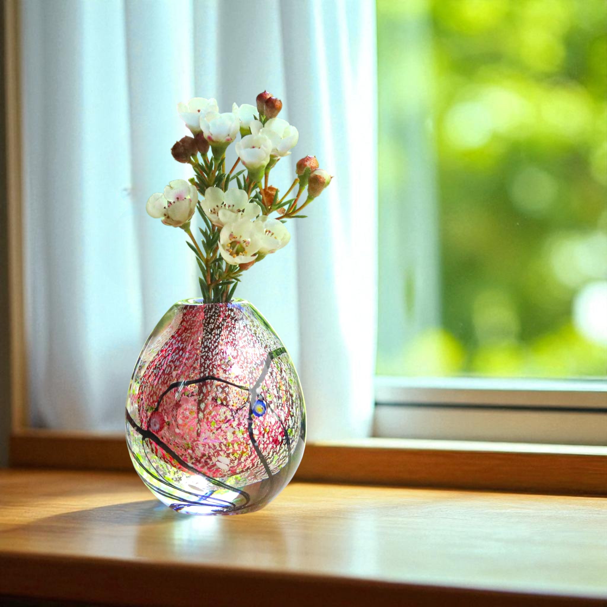 綾ガラス 一輪挿し | 光琳 爽 | 金赤 | グラスアート黒木