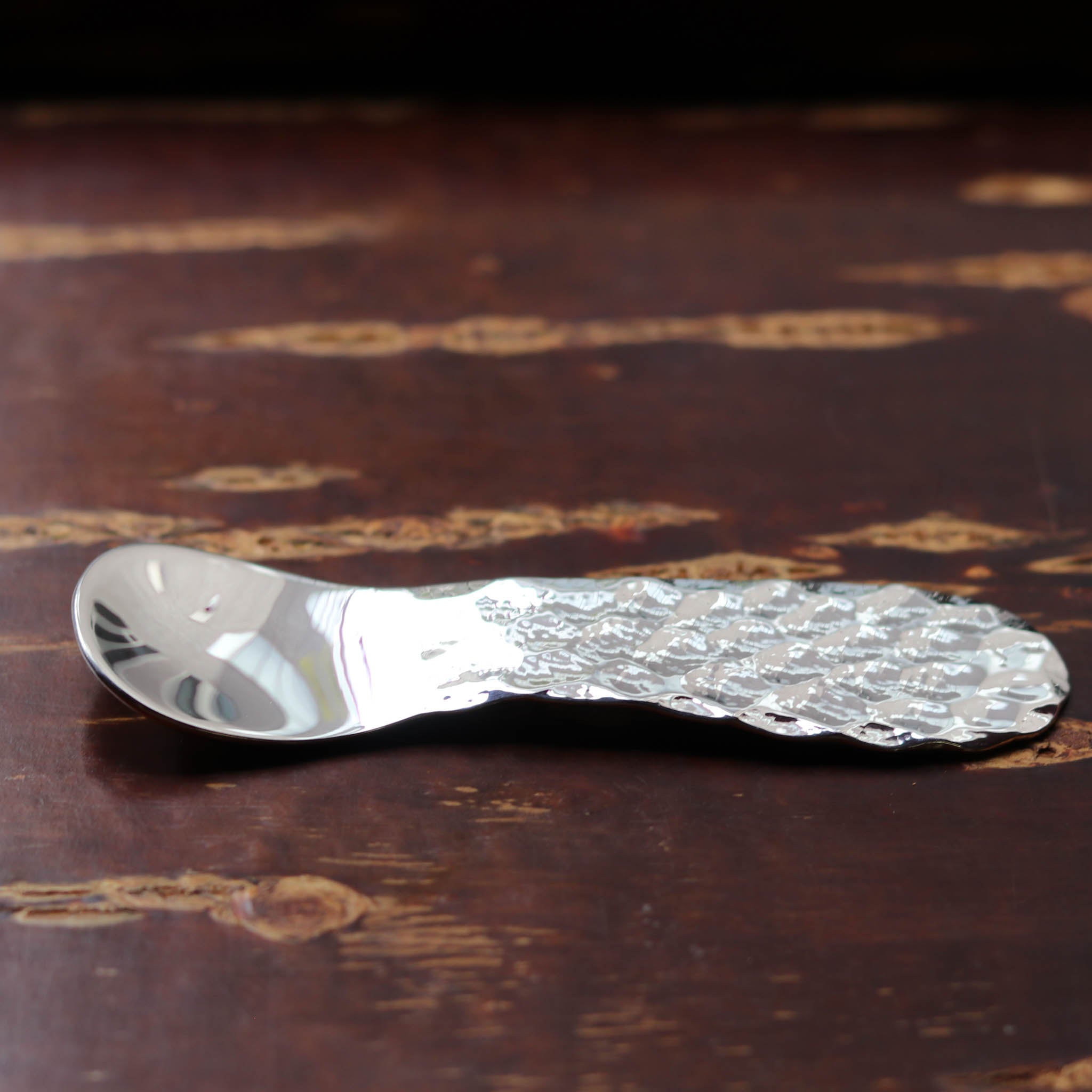 東京銀器伝統工芸士 上川宗達 | ピュアシルバーアイススプーン | 純銀縁鎚