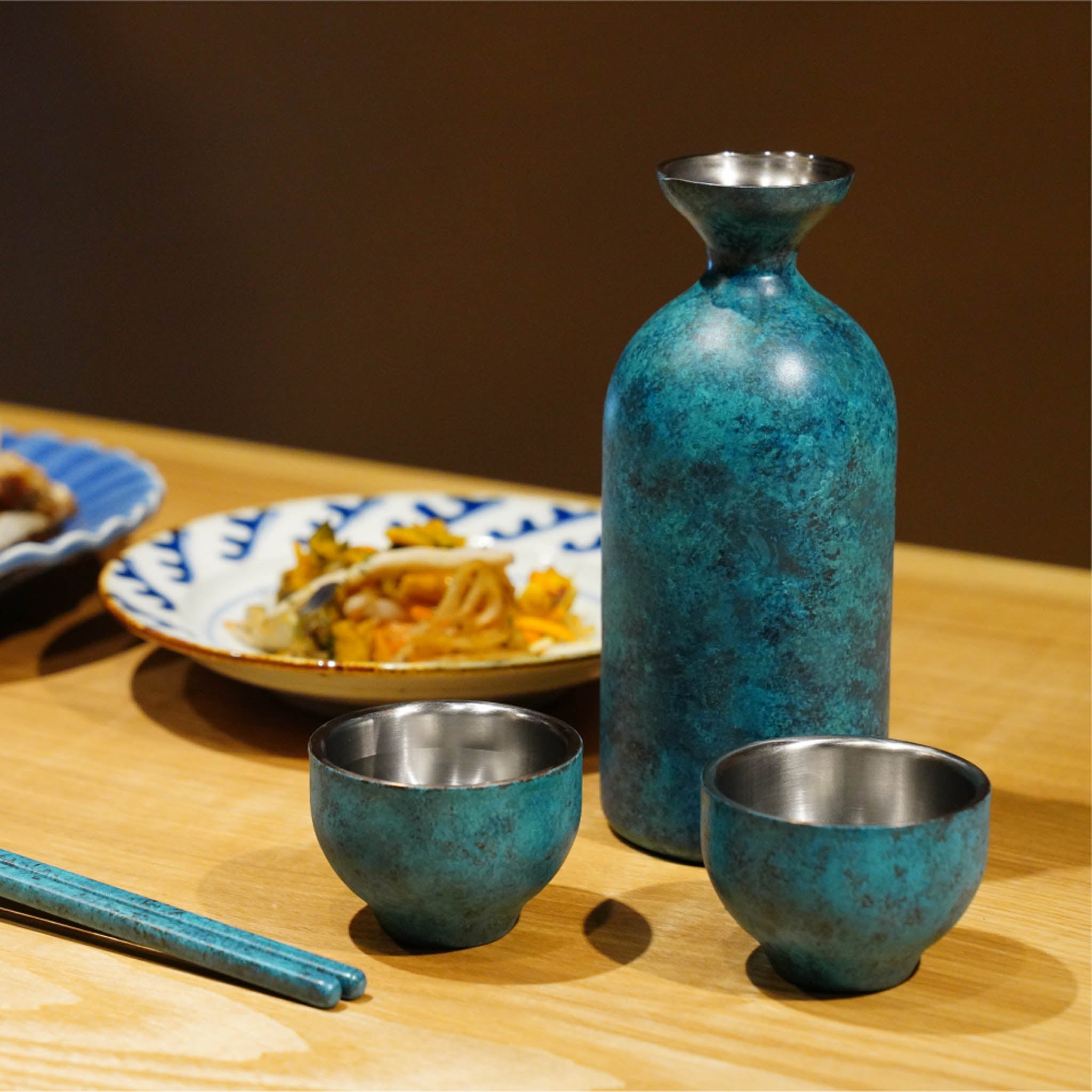 酒器セット | 折燕ORI-EN | BLUE 二重ぐい呑＋徳利1.5L | アルチザン