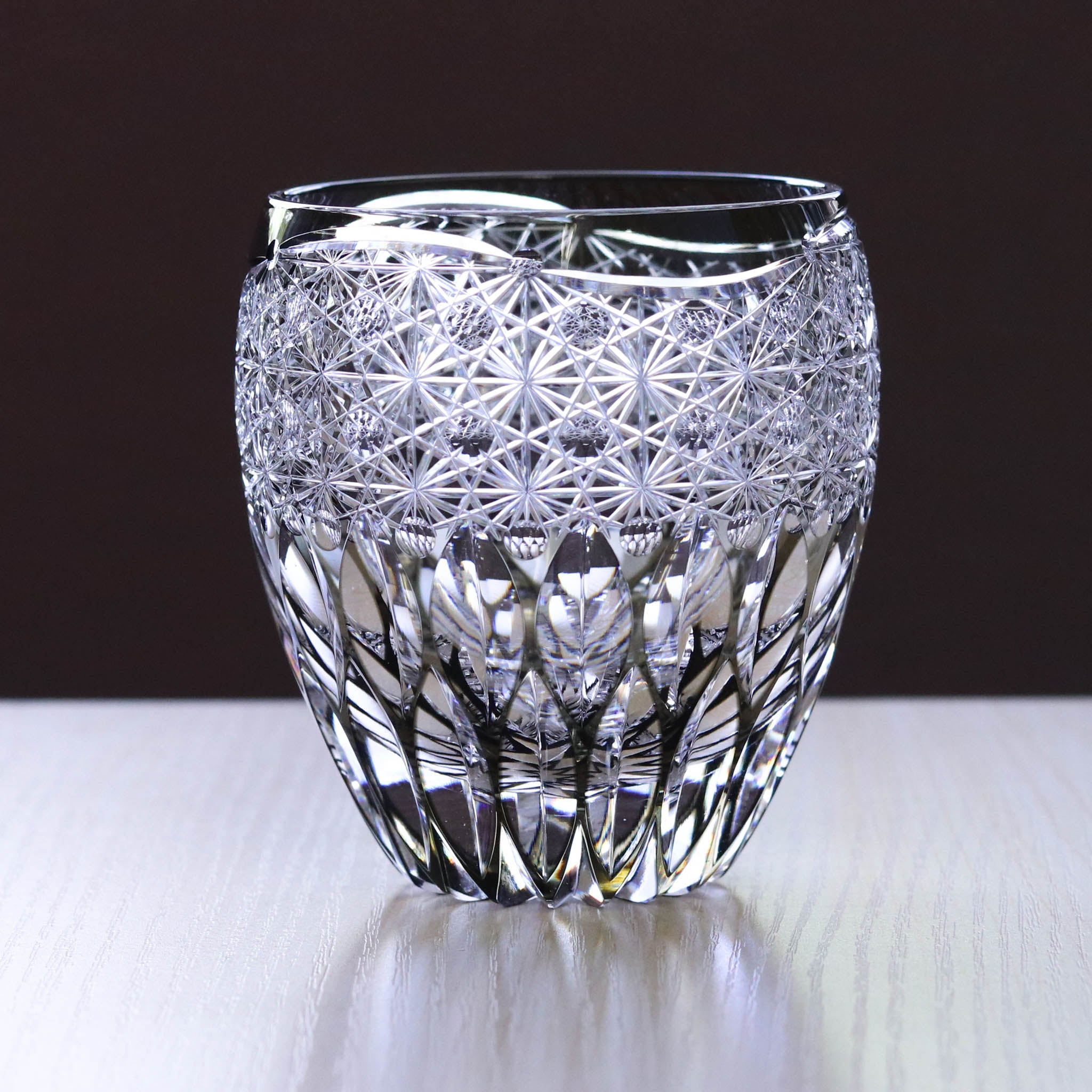 江戸切子 ロックグラス | 蓮華 | 青墨 | 東亜硝子工芸