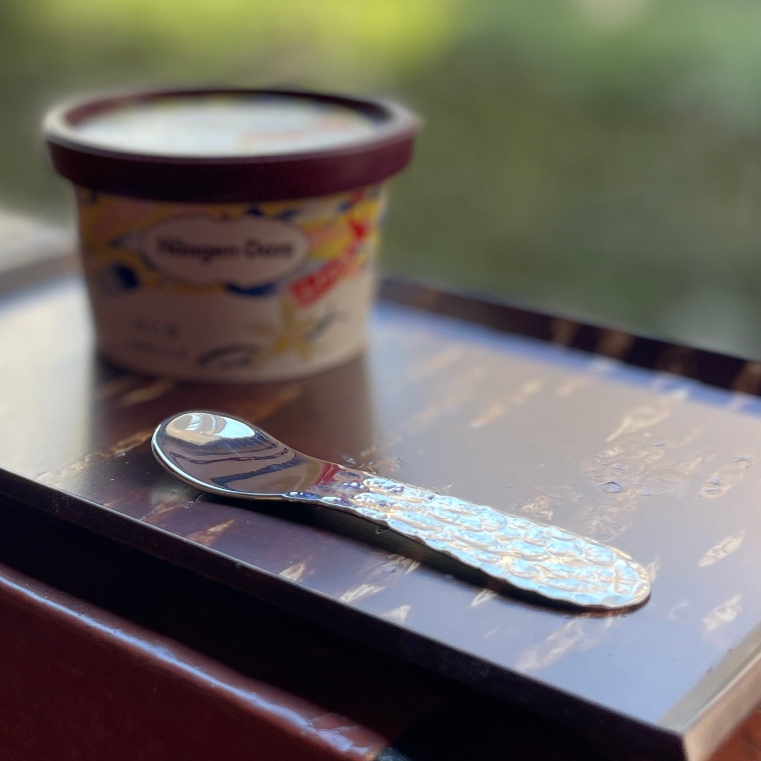 東京銀器伝統工芸士 上川宗達 | ピュアシルバーアイススプーン | 純銀縁鎚