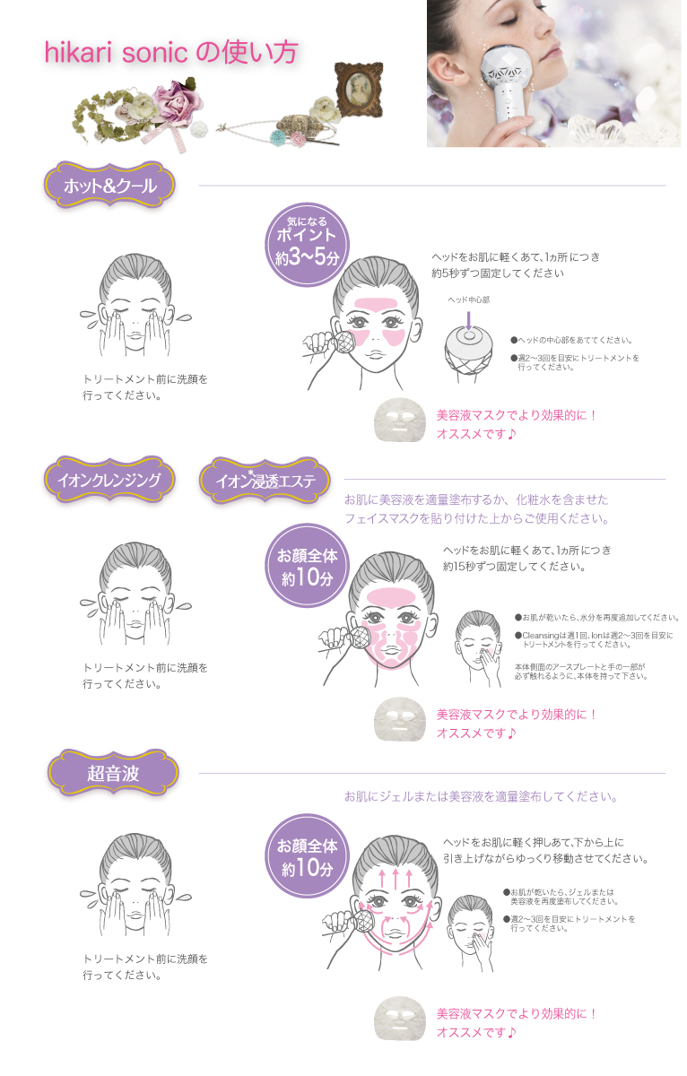 家庭用超音波美容器「hikari sonic」 | 商品情報 | JAPANGLASsc co
