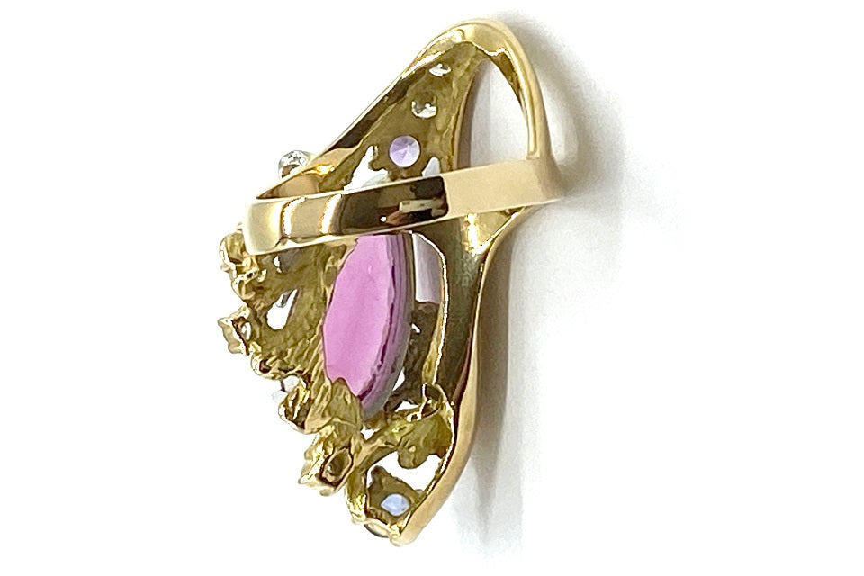 松崎勉＆憲子】 K18/Pt900ピンクトルマリン ダイヤモンド ブルー