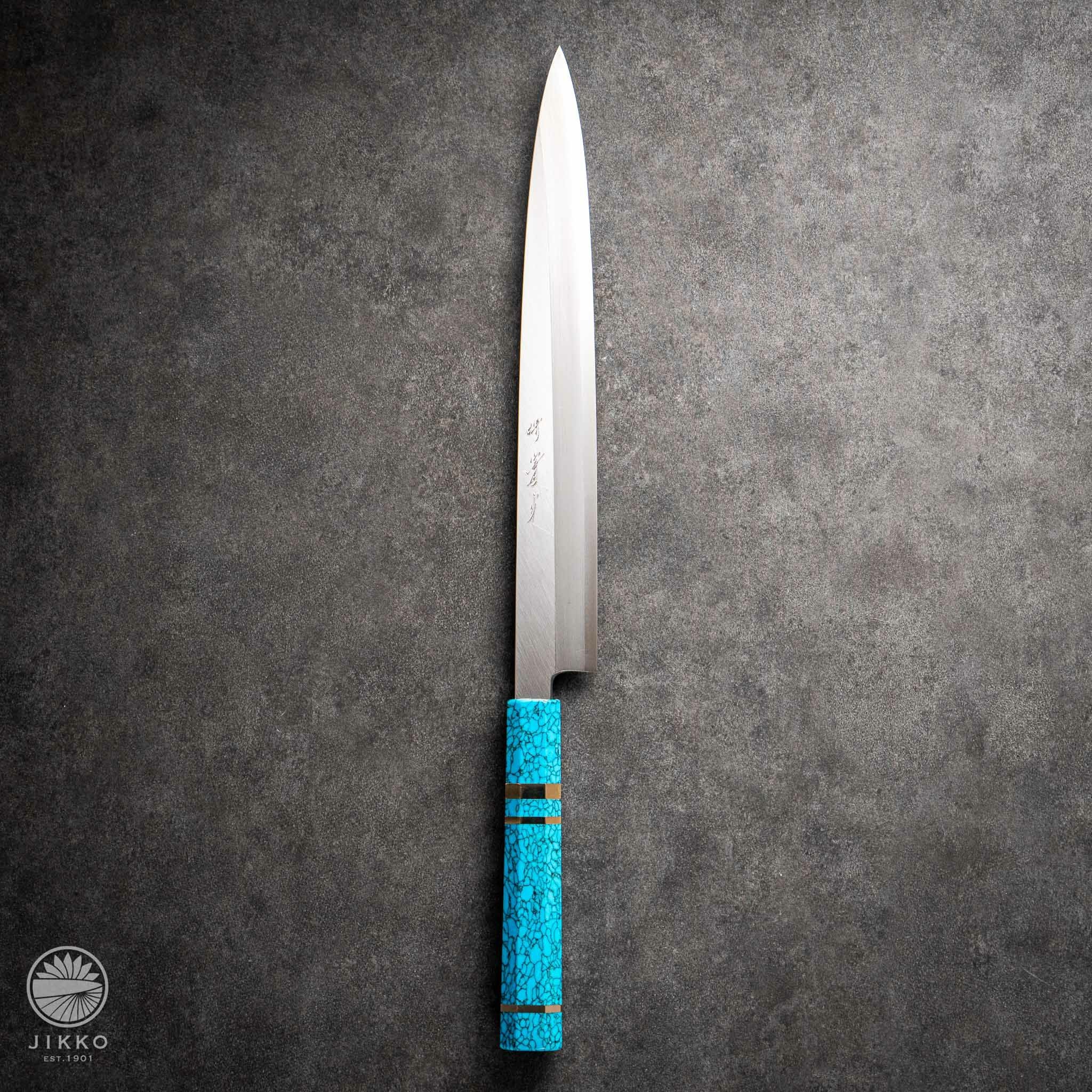 三段銀巻 薄刃210 ターコイズ八角柄 薄刃7寸 包丁の柄 トルコ石