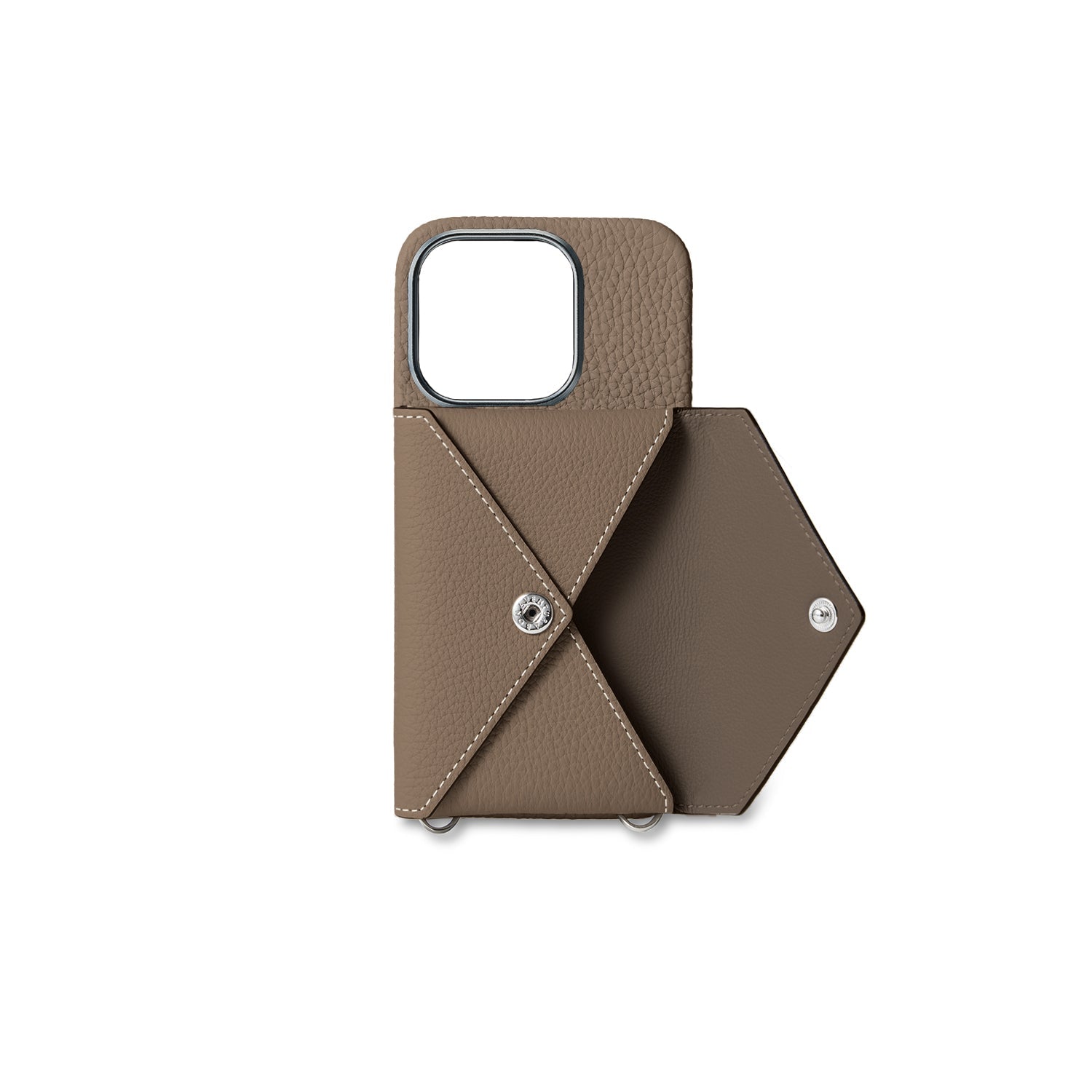 iPhone 15 Pro) スナップボタン付き バックカバーケース シュリンクレザー