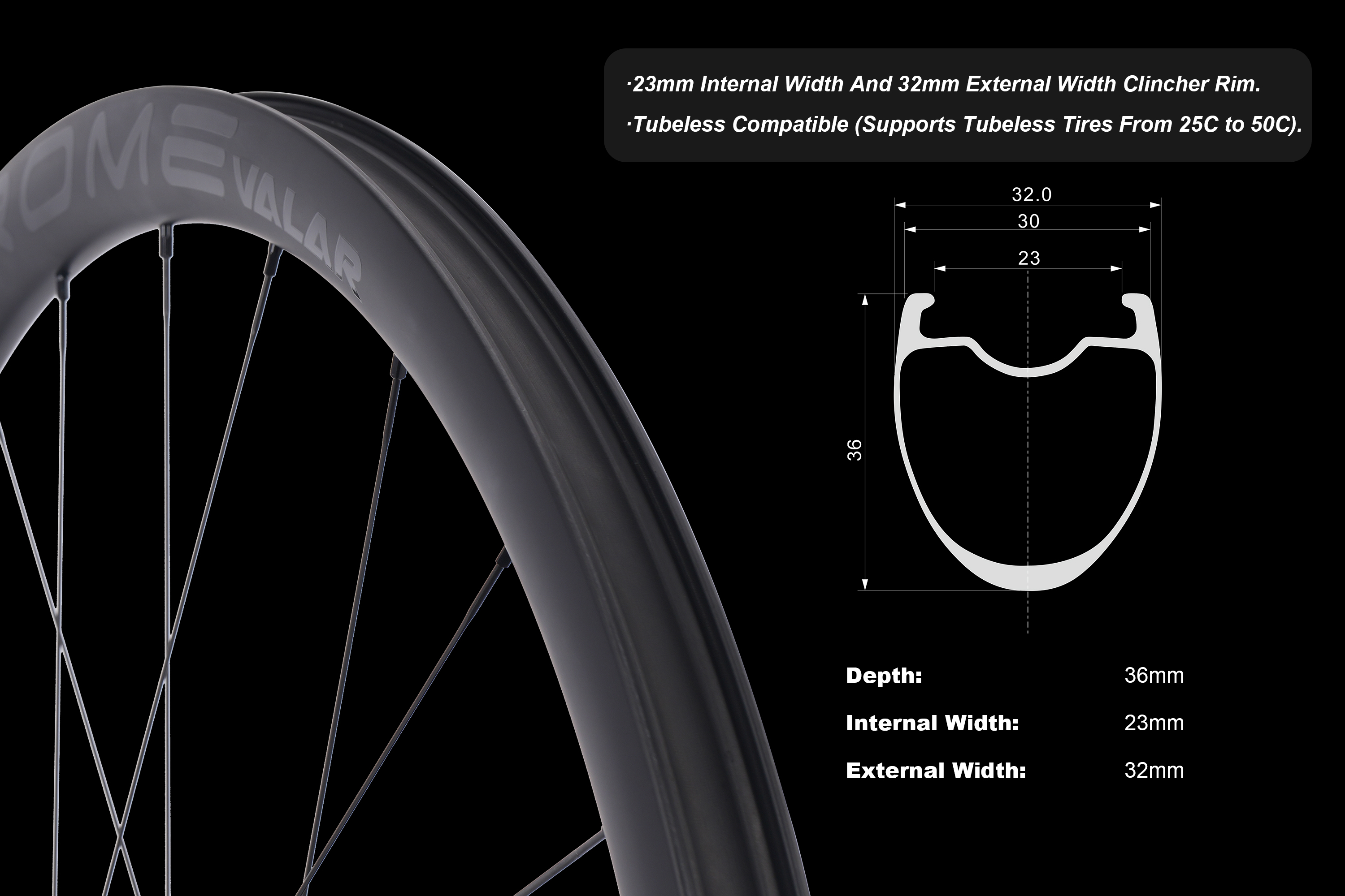 OROME VALAR TH36G Disc Brake Wheelsets, Disc Brake Carbon Wheels