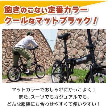 MG-FCP16BK 16インチ折畳み自転車 FIELD CHAMP マットブラック色
