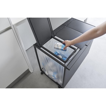 1823 蓋付き目隠し分別ダストワゴン タワー 45L 3分別 ブラック 1個