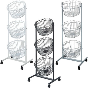 陳列用投げ込み什器 丸型投げ込みバスケット 3段 ストア・エキスプレス