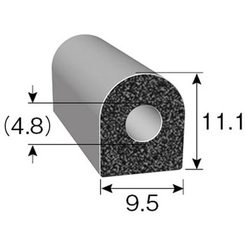 TRS1-2-L1 ラバーシール 岩田製作所 黒色 長さ1m 1袋(1本) TRS1-2-L1