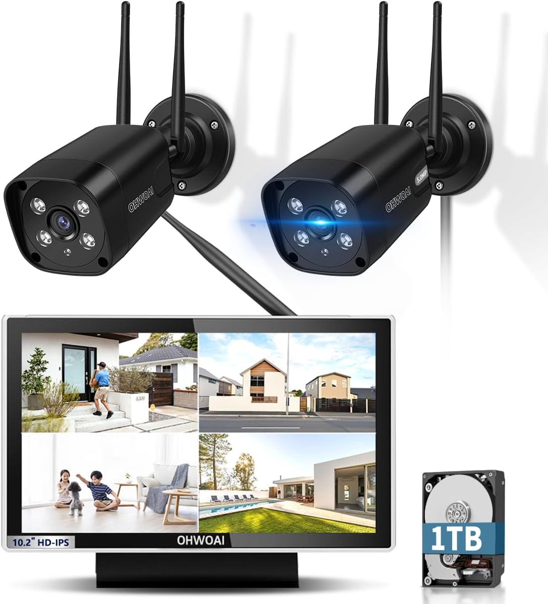 ダブルアンテナ・双方向通話・𝟏𝟑𝟎°広角】防犯カメラ ワイヤレス