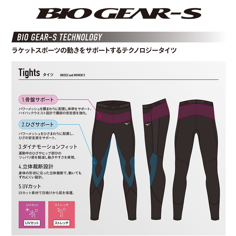 バイオギアS ロングタイツ(ラケットスポーツ)|62JBB260|アンダーウエア